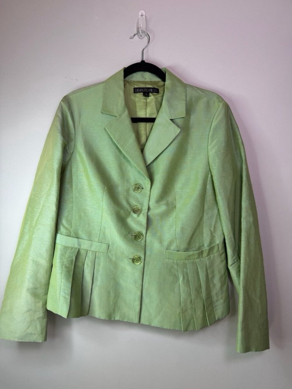 LAFAYETTE 148 Women’s Green Blazer Linen Silk Size 10 Jacket Blazer